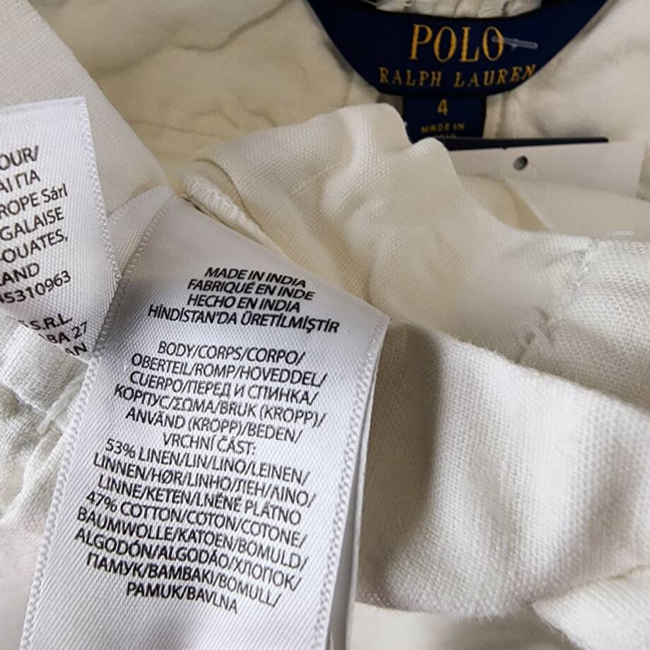 Polo Ralph Lauren Straight Fit Linen Blend Shorts Boys 4 Deckwash White Pockets
