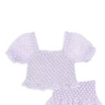 Aqua Girls' Daisy Clip Dot Puff Sleeve Top Girls' S (7-8) Lilac Square Neck