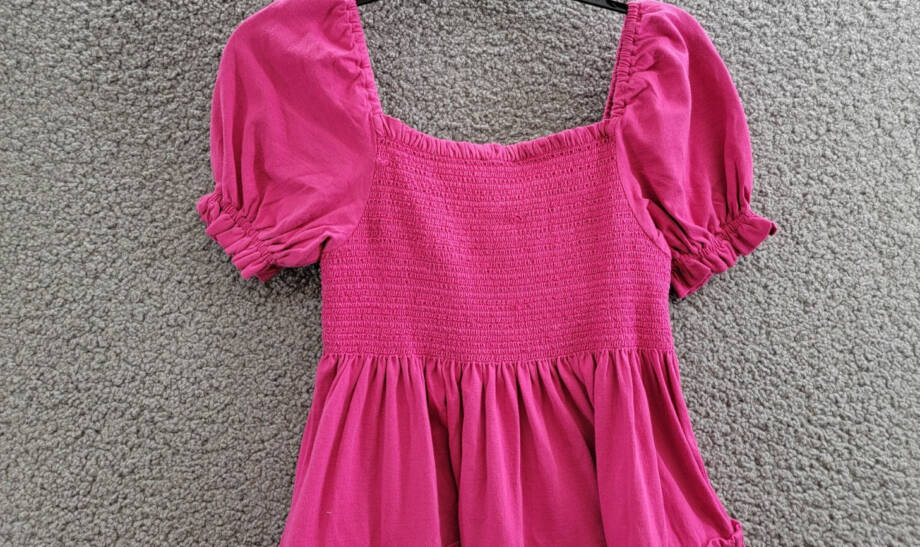 Polo Ralph Lauren Smocked Jersey Dress Big Girls M (8-10) Pink Square Neck S/S