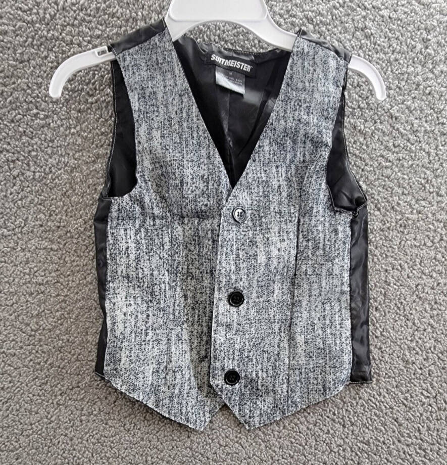 Suitmeister 20's Gangster Vest Boys M 8-10Y Grey Button Front Closure Sleeveless