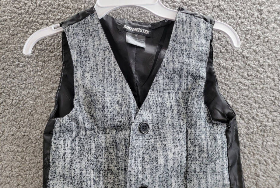 Suitmeister 20's Gangster Vest Boys M 8-10Y Grey Button Front Closure Sleeveless