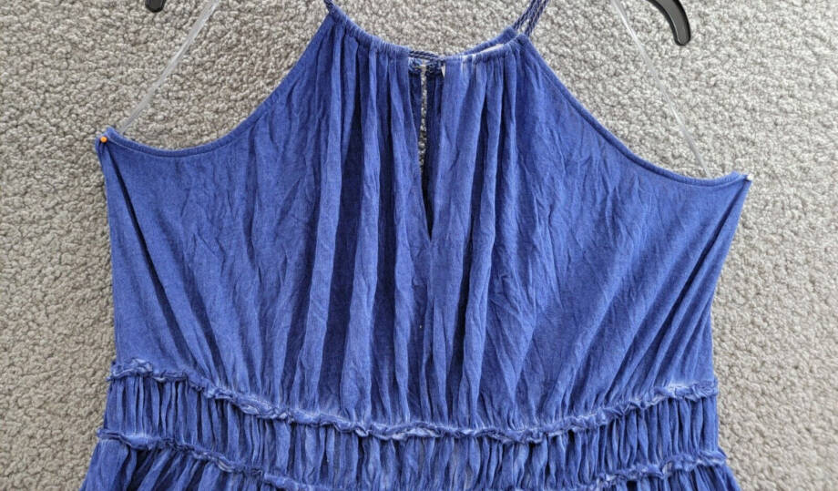 William Rast Bentley Sleeveless Knit Top Juniors XL Blue Halter Neck Hook & Eye