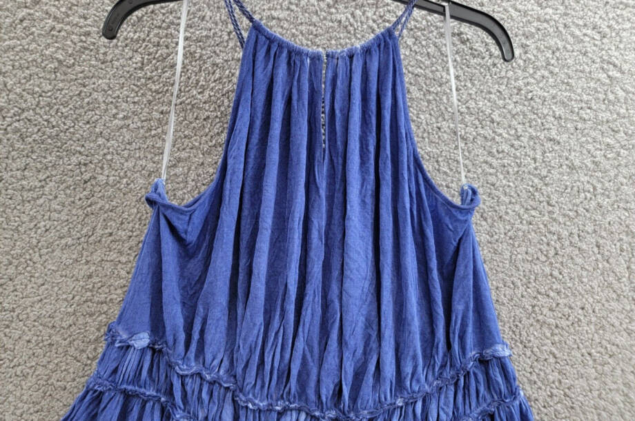 William Rast Bentley Sleeveless Knit Top Juniors XL Blue Halter Neck Hook & Eye