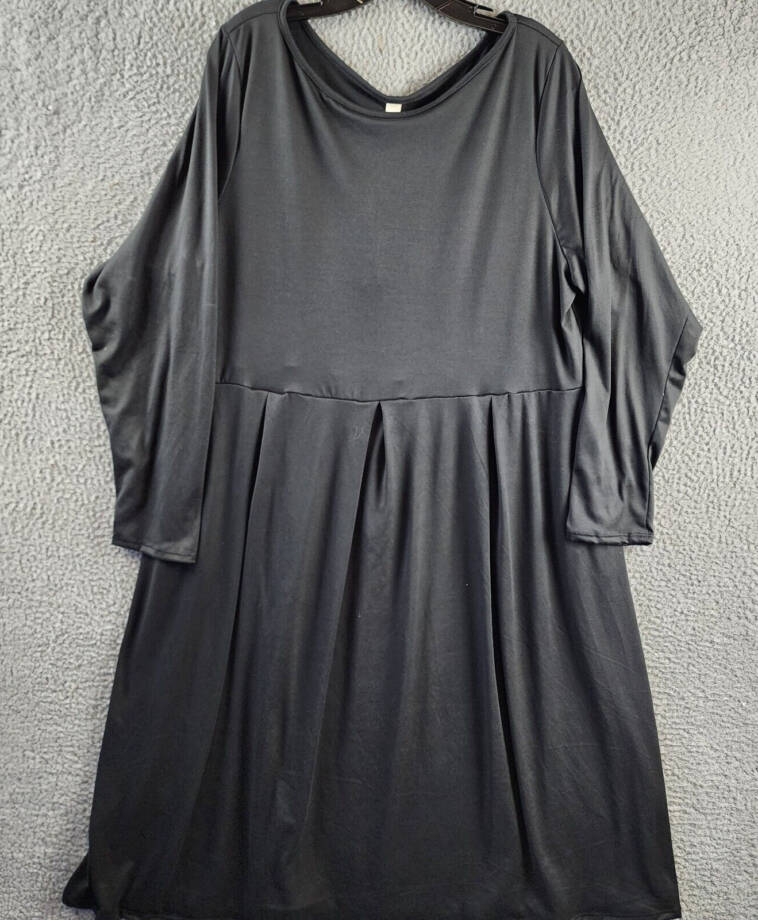 24seven Comfort Apparel Plus Size Fit & Flare Midi Dress Women's 2X Black L/S