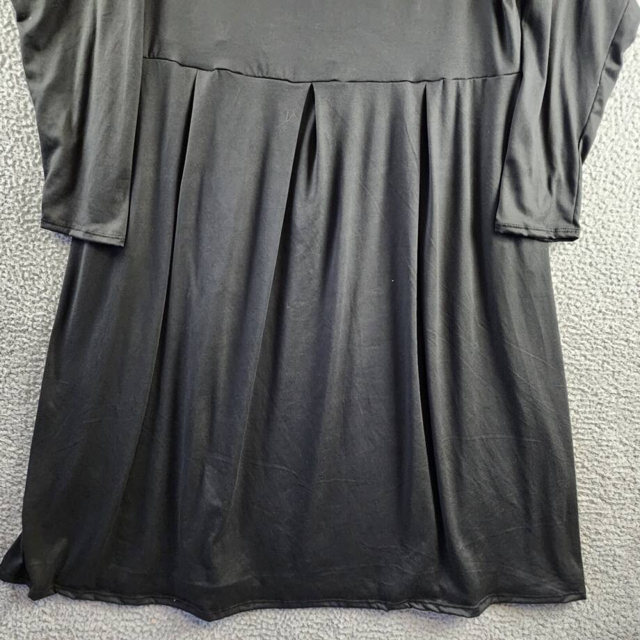 24seven Comfort Apparel Plus Size Fit & Flare Midi Dress Women's 2X Black L/S