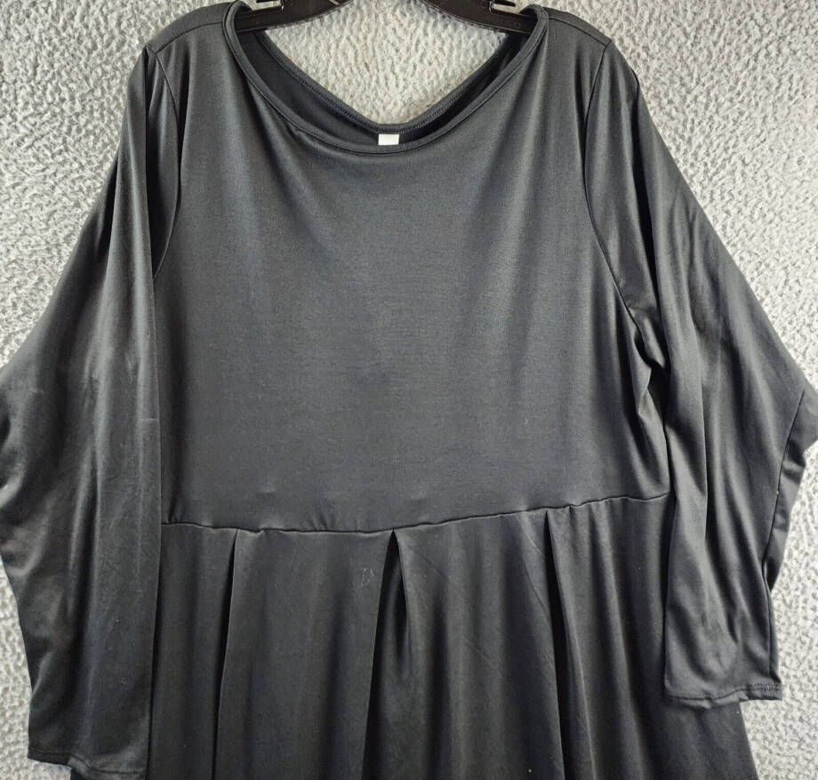 24seven Comfort Apparel Plus Size Fit & Flare Midi Dress Women's 2X Black L/S