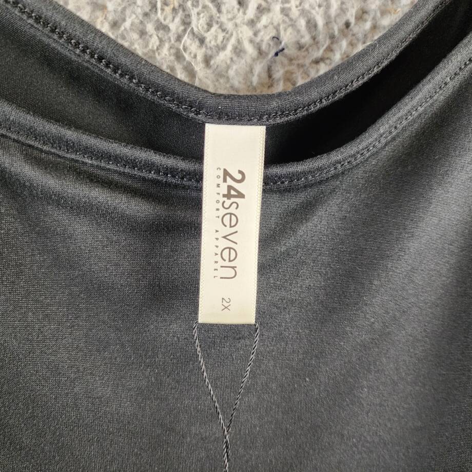 24seven Comfort Apparel Plus Size Fit & Flare Midi Dress Women's 2X Black L/S