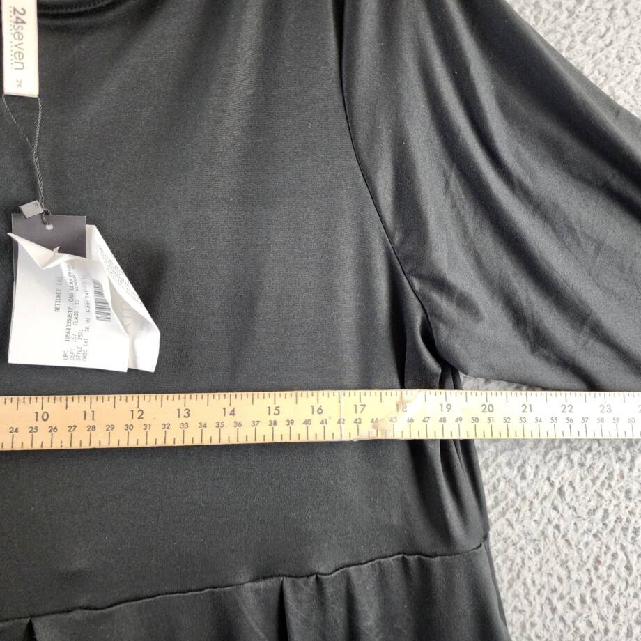 24seven Comfort Apparel Plus Size Fit & Flare Midi Dress Women's 2X Black L/S