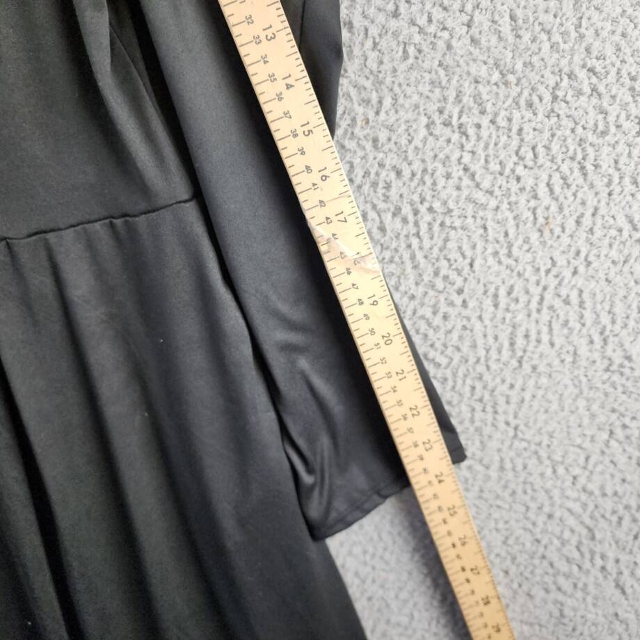 24seven Comfort Apparel Plus Size Fit & Flare Midi Dress Women's 2X Black L/S