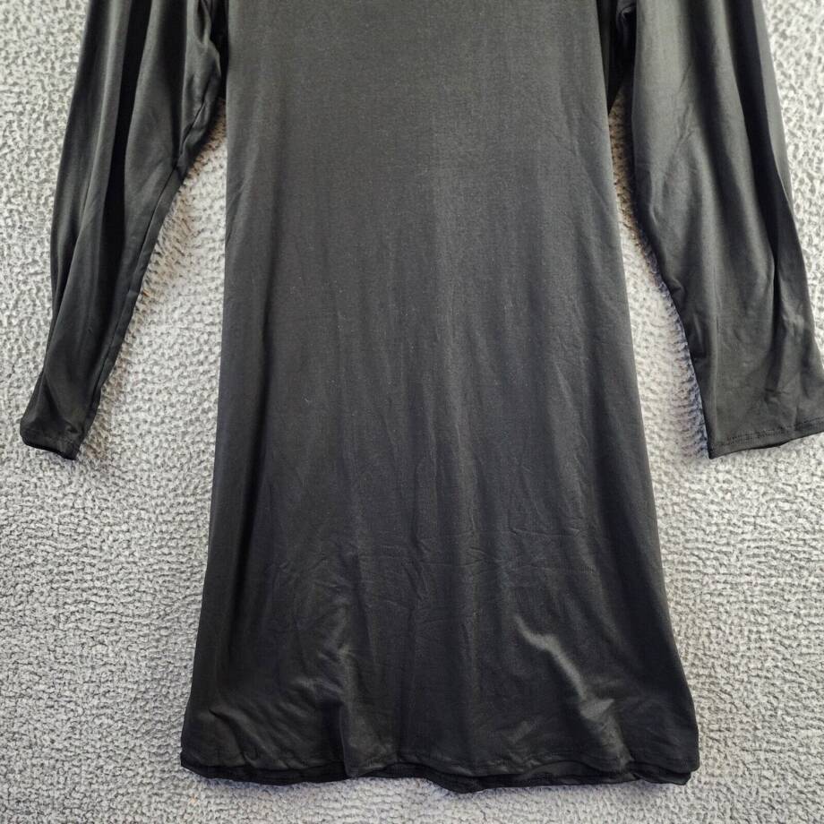 24Seven Comfort Apparel Plus Flared Dress Women's 2X Black Scoop Neck Pullover