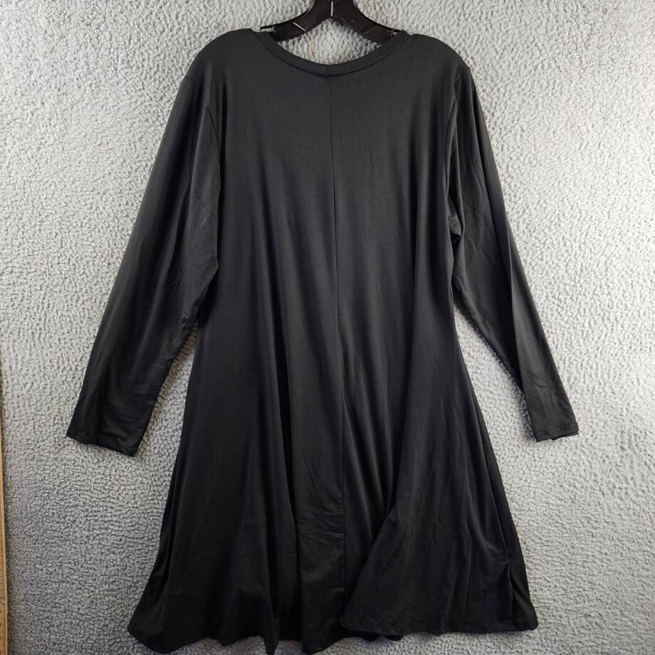 24Seven Comfort Apparel Plus Flared Dress Women's 2X Black Scoop Neck Pullover