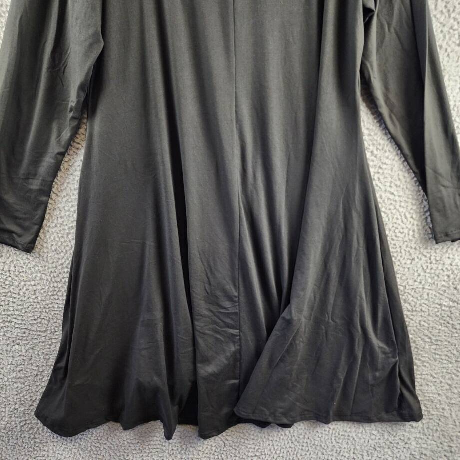 24Seven Comfort Apparel Plus Flared Dress Women's 2X Black Scoop Neck Pullover