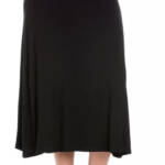 24seven Comfort Apparel Plus Maxi Skirt Womens 2X Black A-Line Elastic Waistband