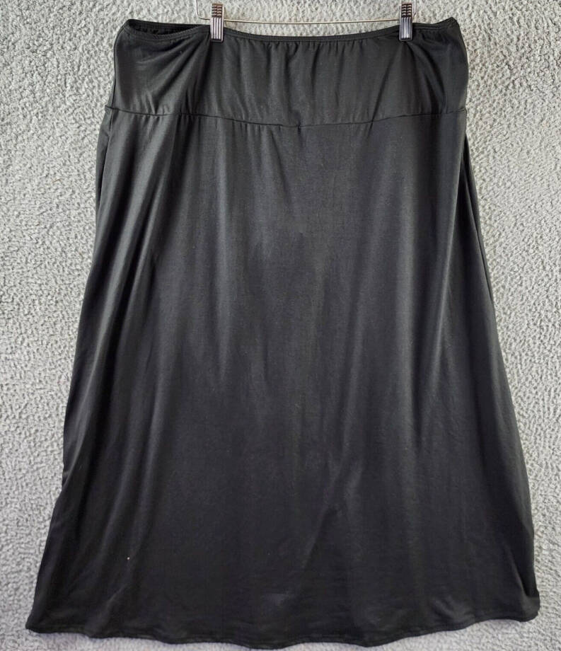 24seven Comfort Apparel Plus Maxi Skirt Womens 2X Black A-Line Elastic Waistband