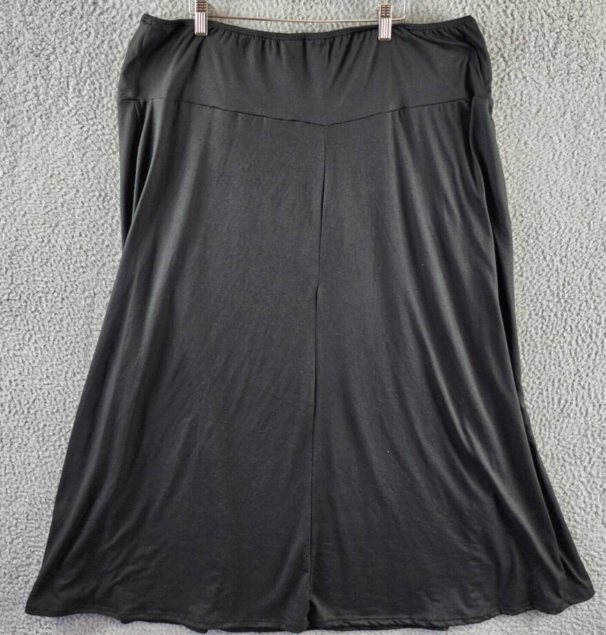 24seven Comfort Apparel Plus Maxi Skirt Womens 2X Black A-Line Elastic Waistband
