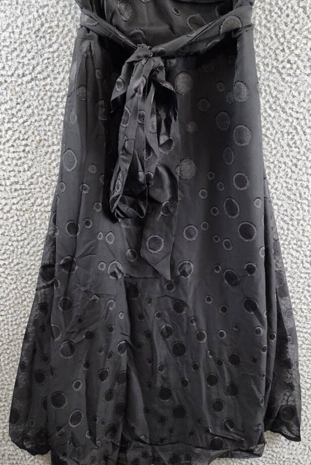 Ny Collection Petite Belted Swiss Dot Dress Women's Black Multi Circle S/S PS