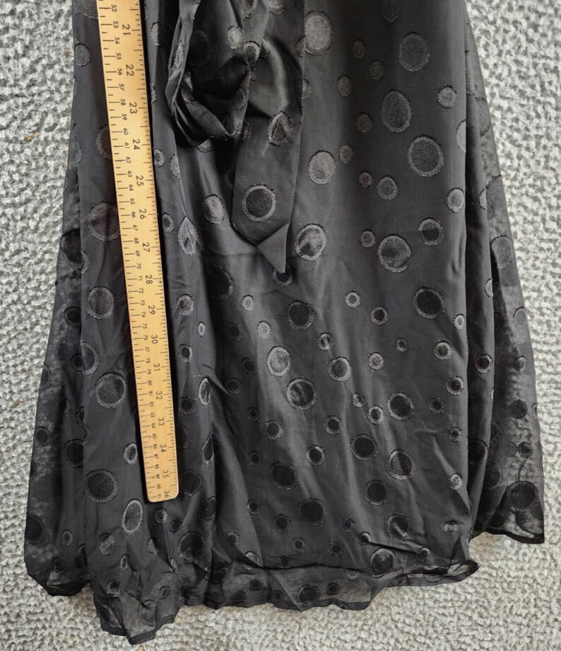 Ny Collection Petite Belted Swiss Dot Dress Women's Black Multi Circle S/S PS