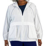 ID Ideology Plus Size Packable Zip-Front Hooded Jacket Women's 3X Bright White