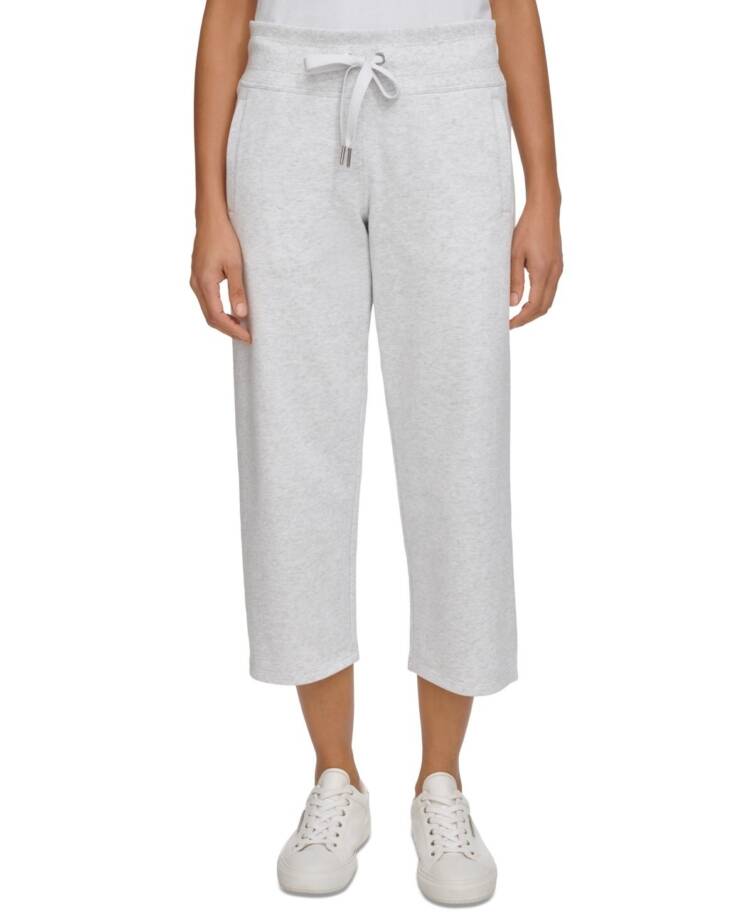 Calvin Klein Cropped Drawstring-Waist Pants Women's XS Optic Heather Pullon