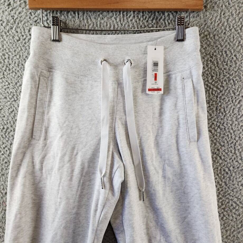 Calvin Klein Cropped Drawstring-Waist Pants Women's XS Optic Heather Pullon