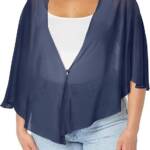 SLNY Plus Size Chiffon Cascade Crop Shrug Women's 3X/4X Navy One-Button Closure