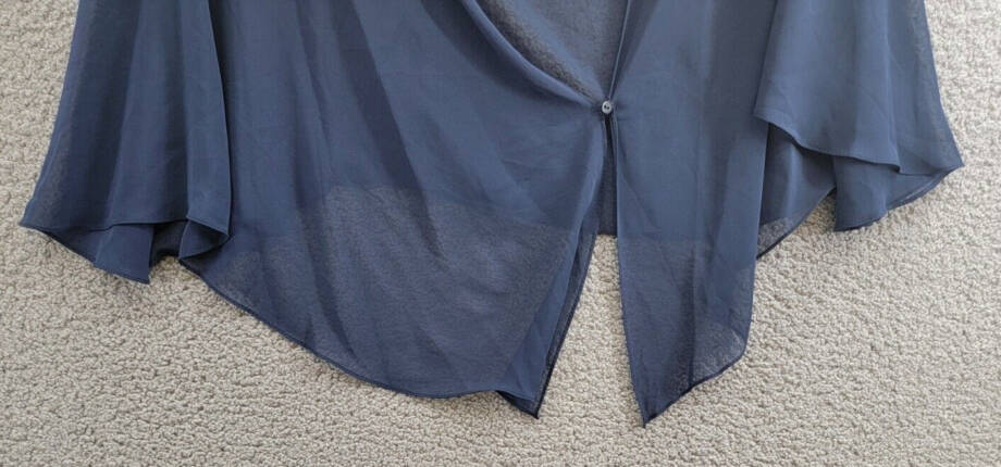SLNY Plus Size Chiffon Cascade Crop Shrug Women's 3X/4X Navy One-Button Closure