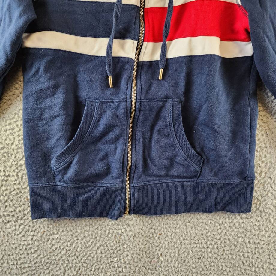 Tommy Hilfiger Sport Colorblock Full Zip Hoodie Women's S Navy Multi Long Sleeve