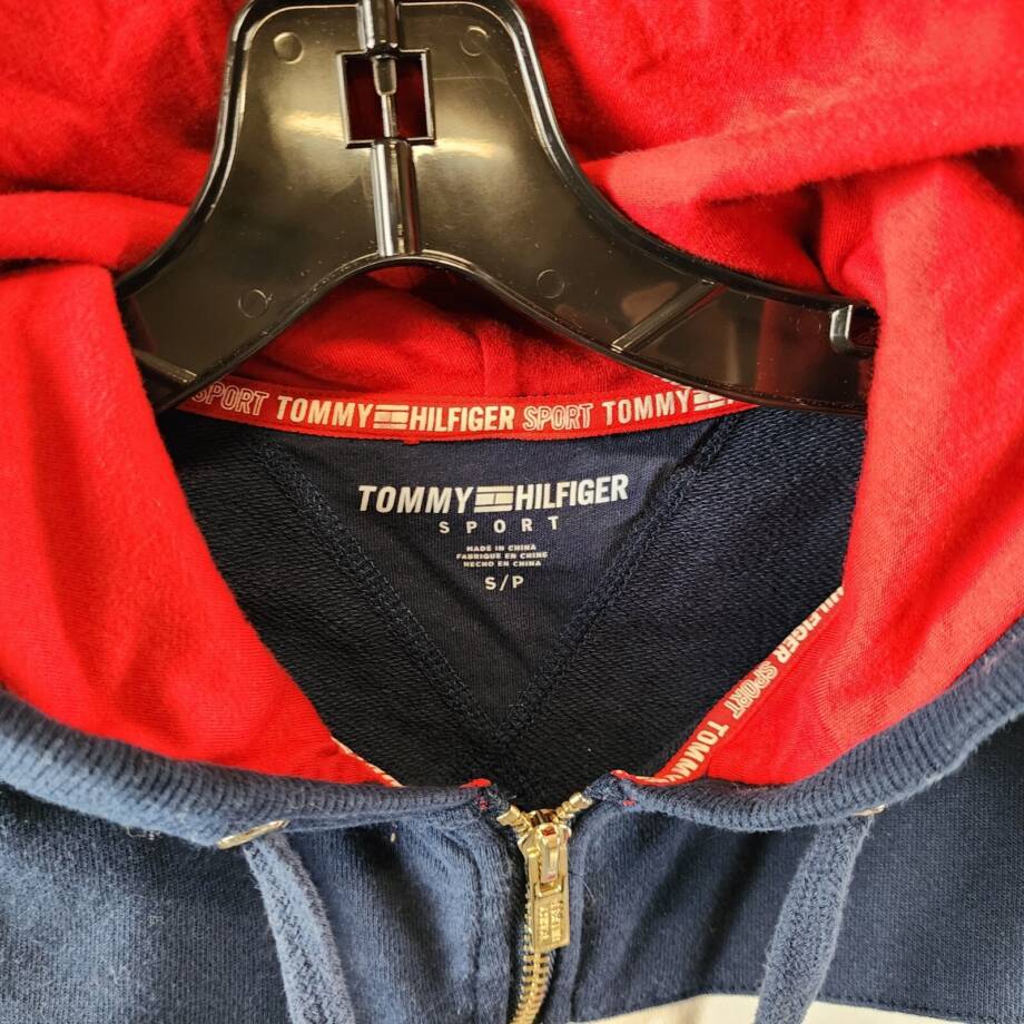 Tommy Hilfiger Sport Colorblock Full Zip Hoodie Women's S Navy Multi Long Sleeve