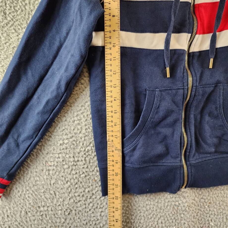 Tommy Hilfiger Sport Colorblock Full Zip Hoodie Women's S Navy Multi Long Sleeve