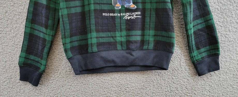 Polo Ralph Lauren Plaid Polo Bear Fleece Sweatshirt Girls' XL (16) Black Multi