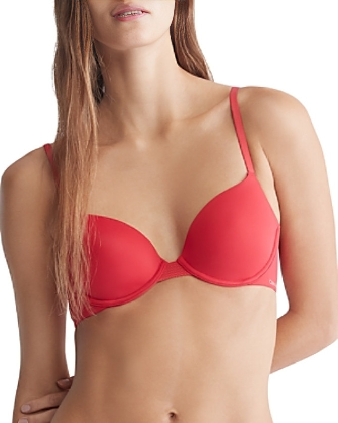 Calvin Klein Infinite Flex Lightly Lined Demi Bra Women's 32D Red Hook & Eye