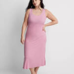 State of Day Ribbed Modal Blend Tank Nightgown Women's L Mauve Orchid Pullover