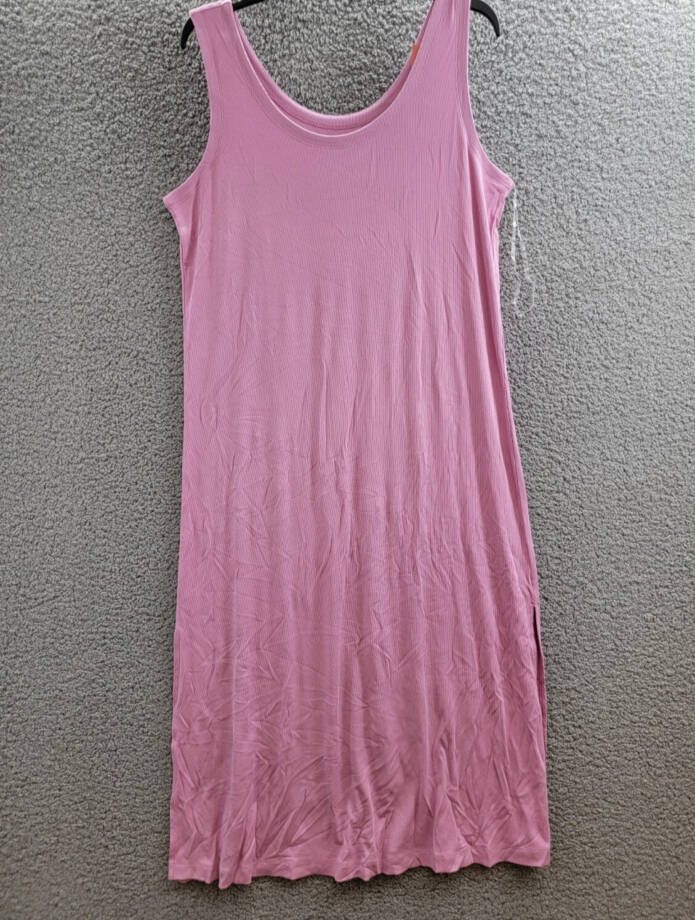 State of Day Ribbed Modal Blend Tank Nightgown Women's L Mauve Orchid Pullover