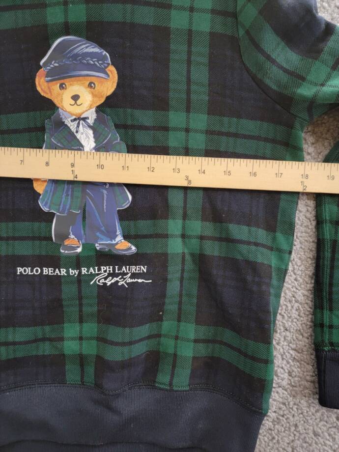 Polo Ralph Lauren Plaid Polo Bear Fleece Sweatshirt Girls' XL (16) Black Multi