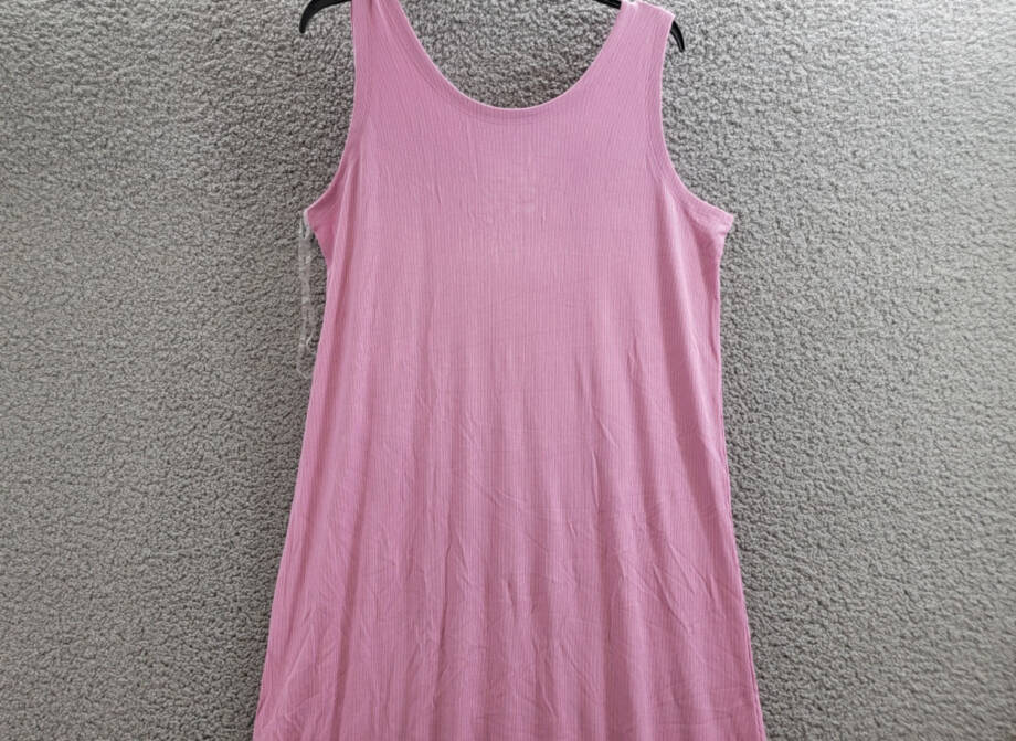 State of Day Ribbed Modal Blend Tank Nightgown Women's L Mauve Orchid Pullover
