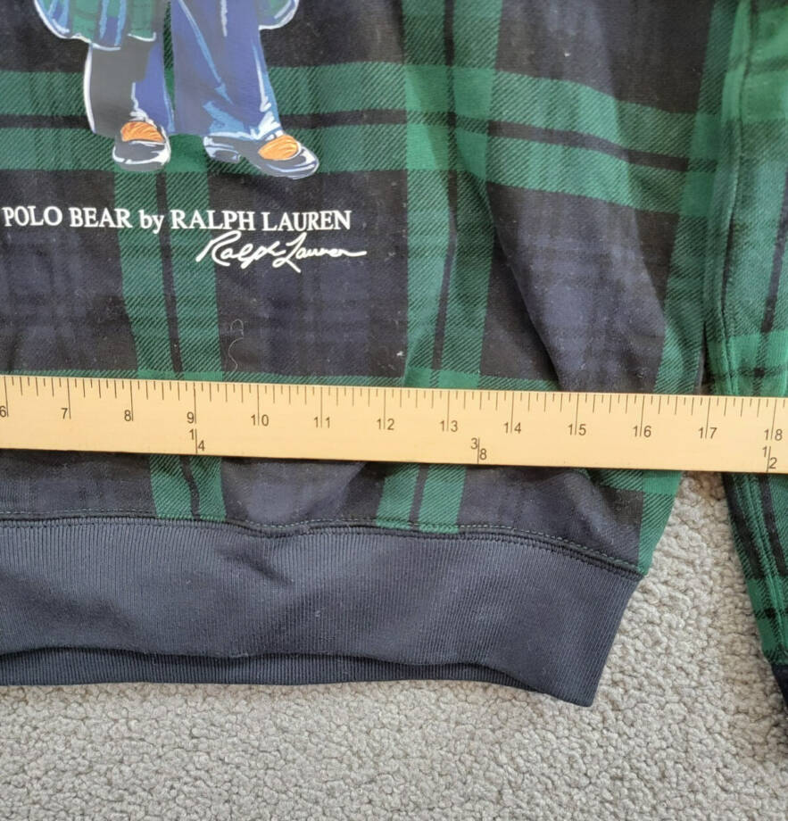 Polo Ralph Lauren Plaid Polo Bear Fleece Sweatshirt Girls' XL (16) Black Multi