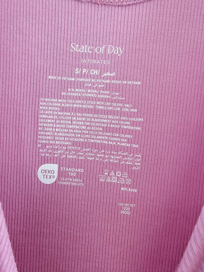 State of Day Ribbed Modal Blend Tank Nightgown Women's S Mauve Orchid Pullover
