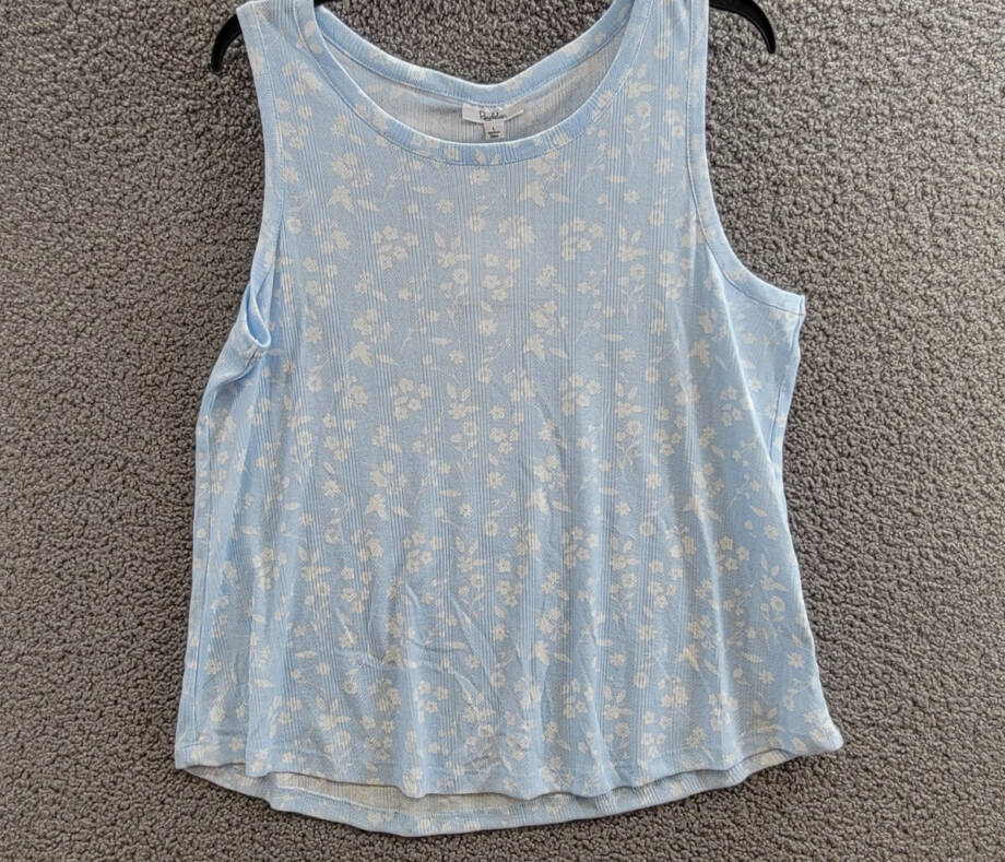 Roudelain Pointelle Pajama Tank Top Women's L Nantucket Floral Crewneck Pullover