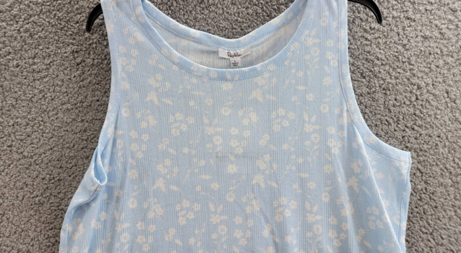 Roudelain Pointelle Pajama Tank Top Women's L Nantucket Floral Crewneck Pullover