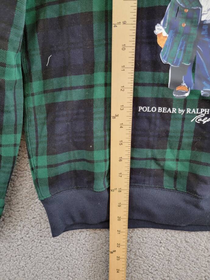 Polo Ralph Lauren Plaid Polo Bear Fleece Sweatshirt Girls' XL (16) Black Multi