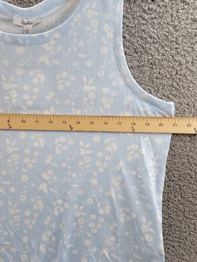 Roudelain Pointelle Pajama Tank Top Women's L Nantucket Floral Crewneck Pullover