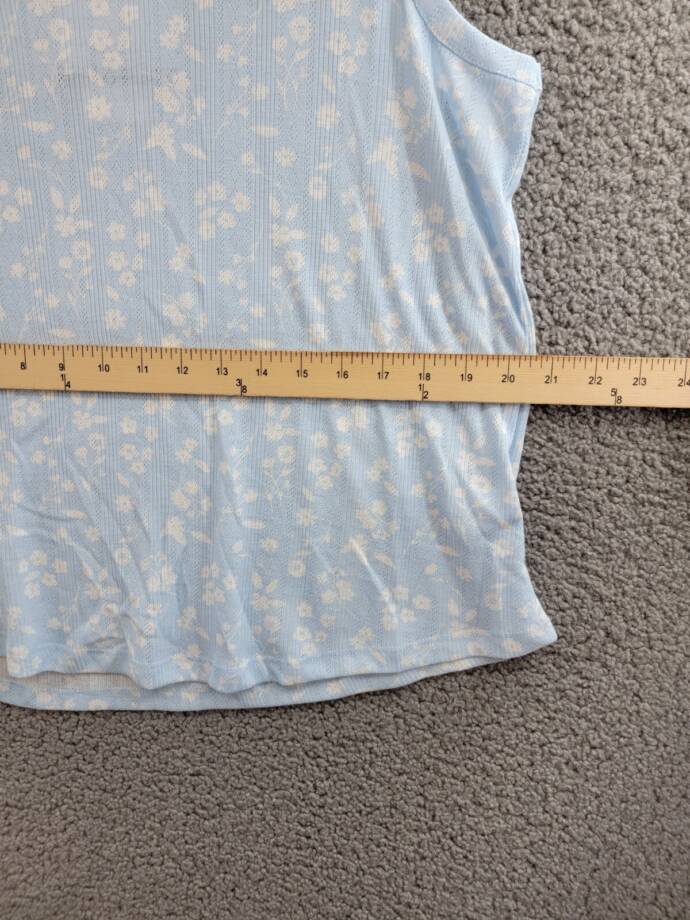 Roudelain Pointelle Pajama Tank Top Women's L Nantucket Floral Crewneck Pullover