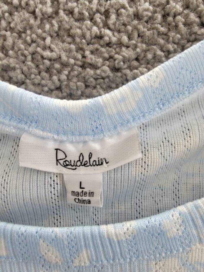 Roudelain Pointelle Pajama Tank Top Women's L Nantucket Floral Crewneck Pullover