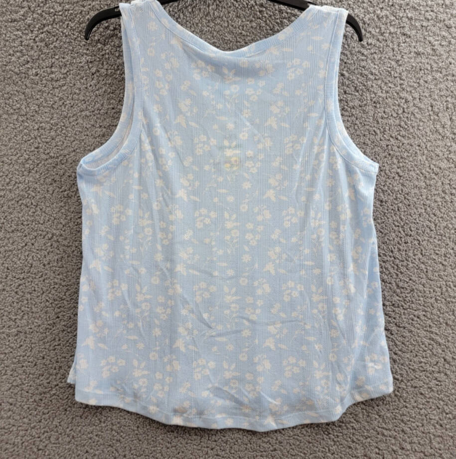 Roudelain Pointelle Pajama Tank Top Women's L Nantucket Floral Crewneck Pullover