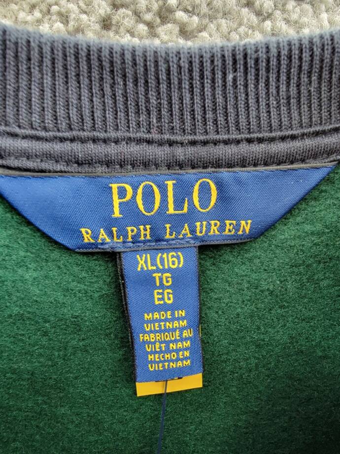 Polo Ralph Lauren Plaid Polo Bear Fleece Sweatshirt Girls' XL (16) Black Multi