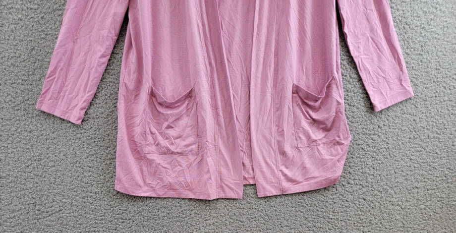 State of Day Knit Open Front Cardigan Women's S Mauve Orchid Pockets Long Sleeve