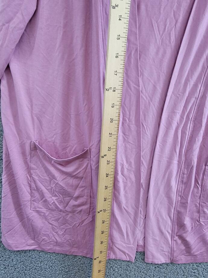 State of Day Knit Open Front Cardigan Women's S Mauve Orchid Pockets Long Sleeve