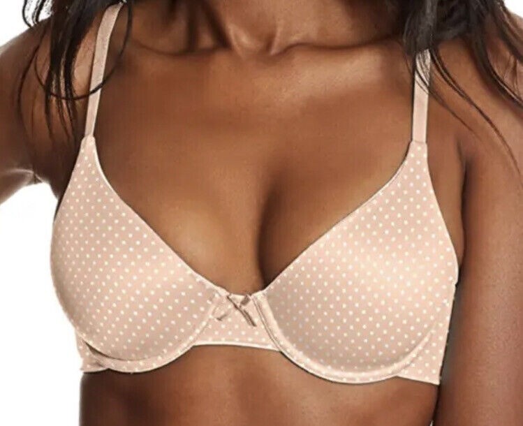 Maidenform Comfy Soft Demi Underwire Bra Women's 36D Shell Ivory Dot Hook & Eye