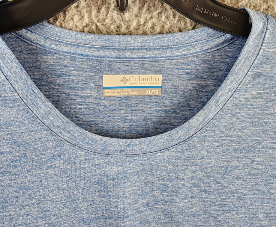 Columbia Hike Novelty Performance Crewneck T-Shirt Men's XL Blue Short Sleeves~