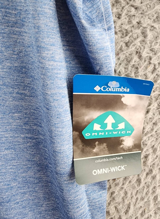 Columbia Hike Novelty Performance Crewneck T-Shirt Men's XL Blue Short Sleeves~